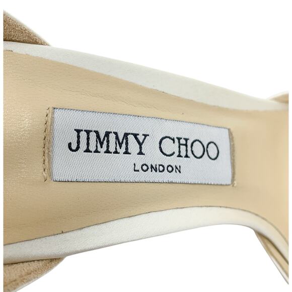 Jimmy Choo Annie 85 Ivory Satin Ankle Strap Heels EU 39.5 Wedding - Picture 6 of 10